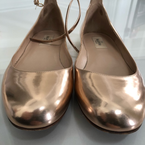 VALENTINO GARAVANI Gold Tango metallic leather ballet flats - Picture 10 of 17